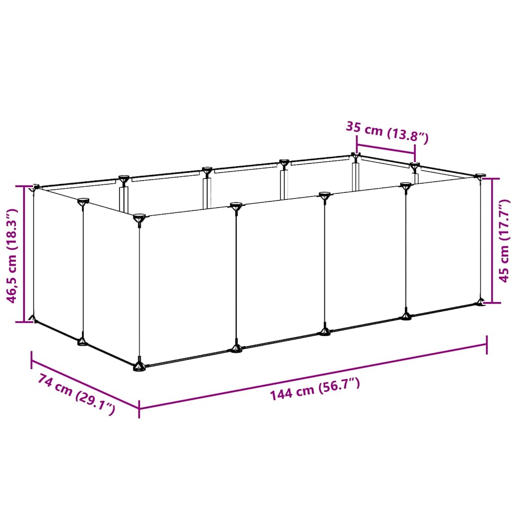 Small Animal Cage 144X74X46.5 Cm Pp And Steel