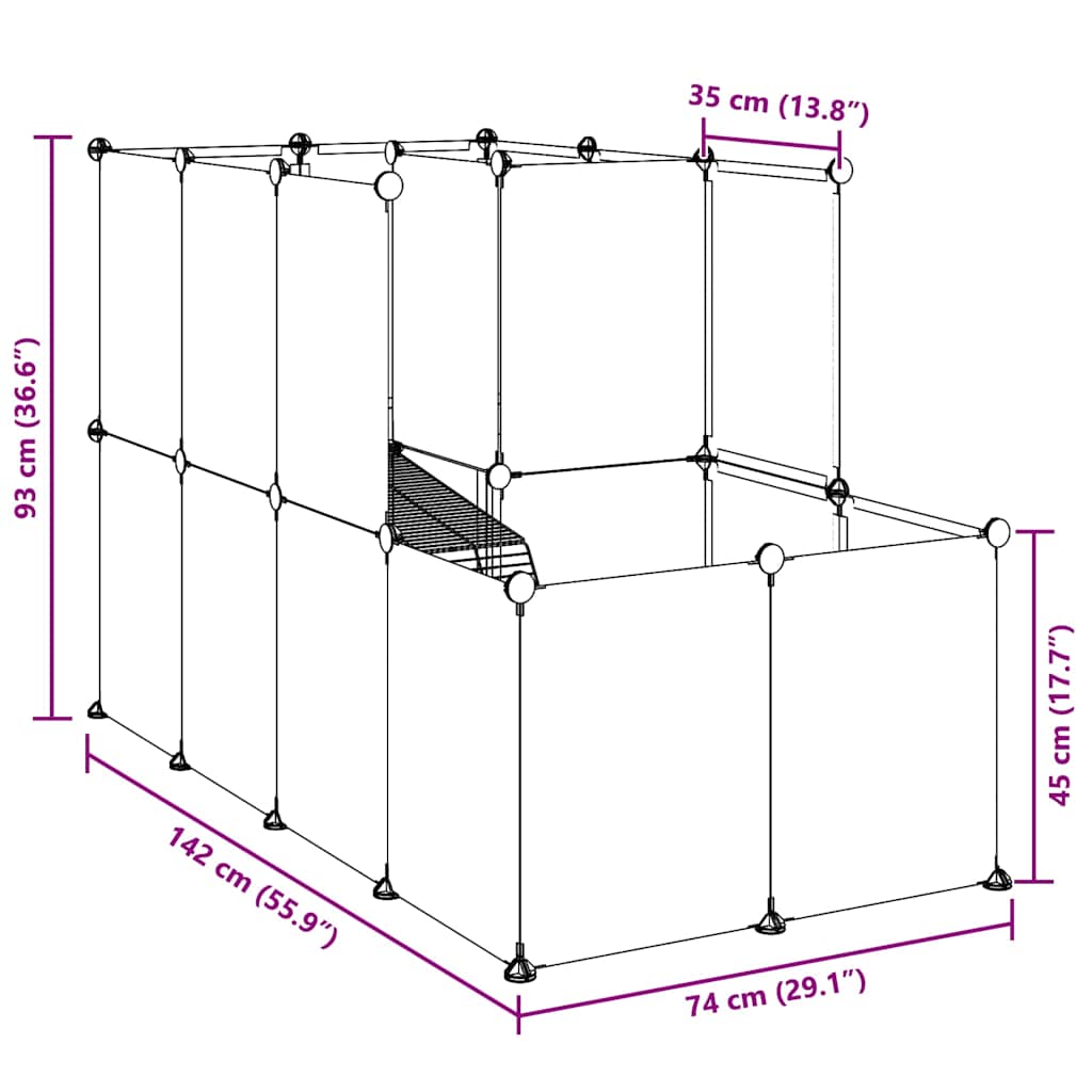 Small Animal Cage 142X74X93 Cm Pp And Steel