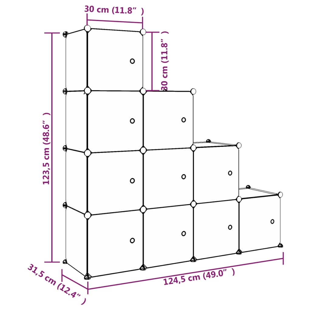 Cube Storage Cabinet For Kids With 10 Cubes Pp
