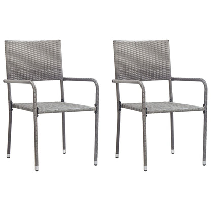 Garden Dining Chairs 2 Pcs Stackable Poly Rattan