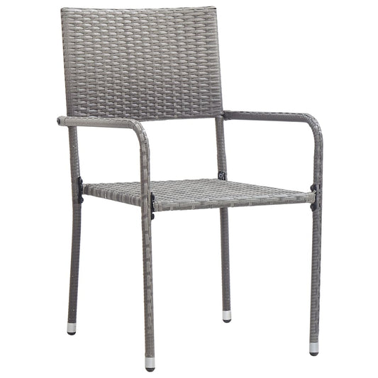 Garden Dining Chairs 2 Pcs Stackable Poly Rattan