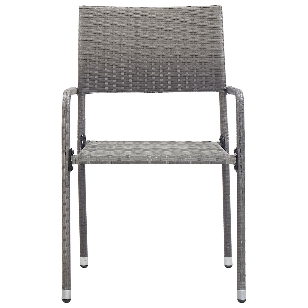 Garden Dining Chairs 2 Pcs Stackable Poly Rattan