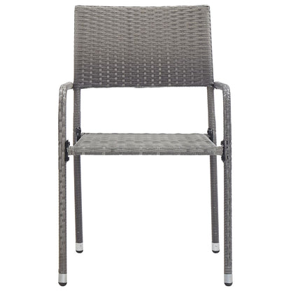 Garden Dining Chairs 2 Pcs Stackable Poly Rattan