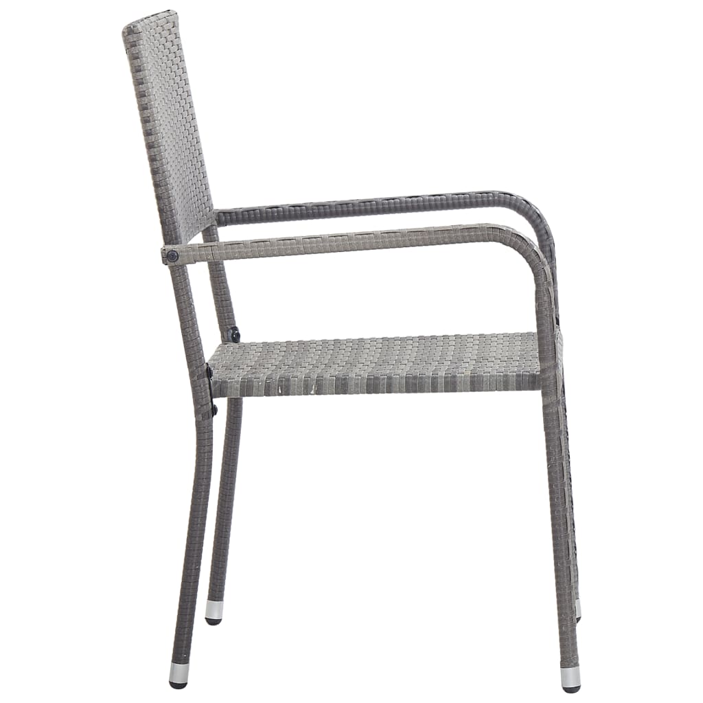 Garden Dining Chairs 2 Pcs Stackable Poly Rattan