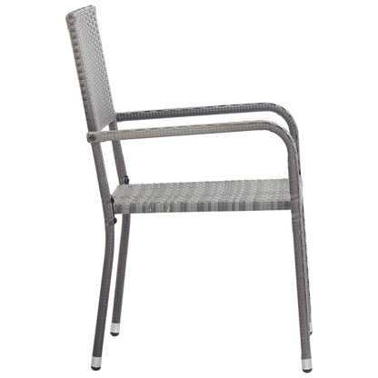 Garden Dining Chairs 2 Pcs Stackable Poly Rattan