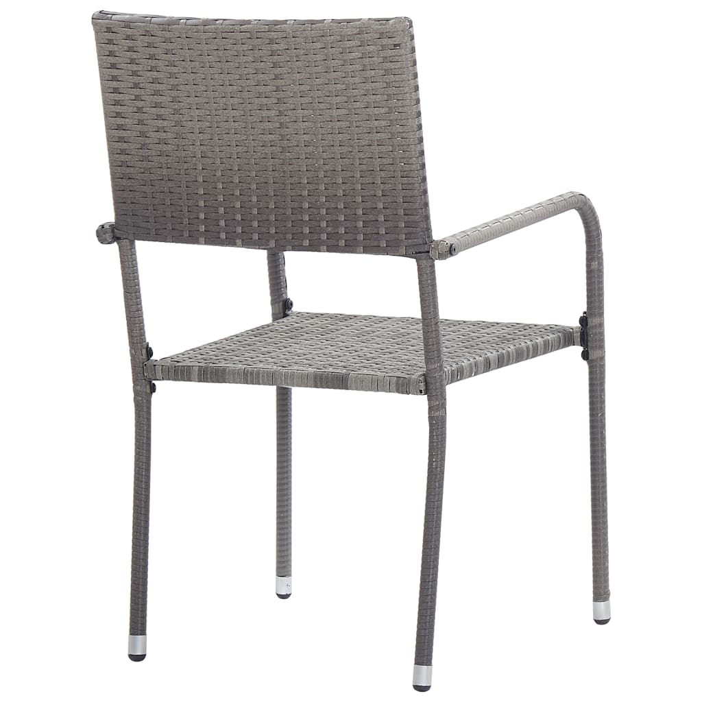 Garden Dining Chairs 2 Pcs Stackable Poly Rattan