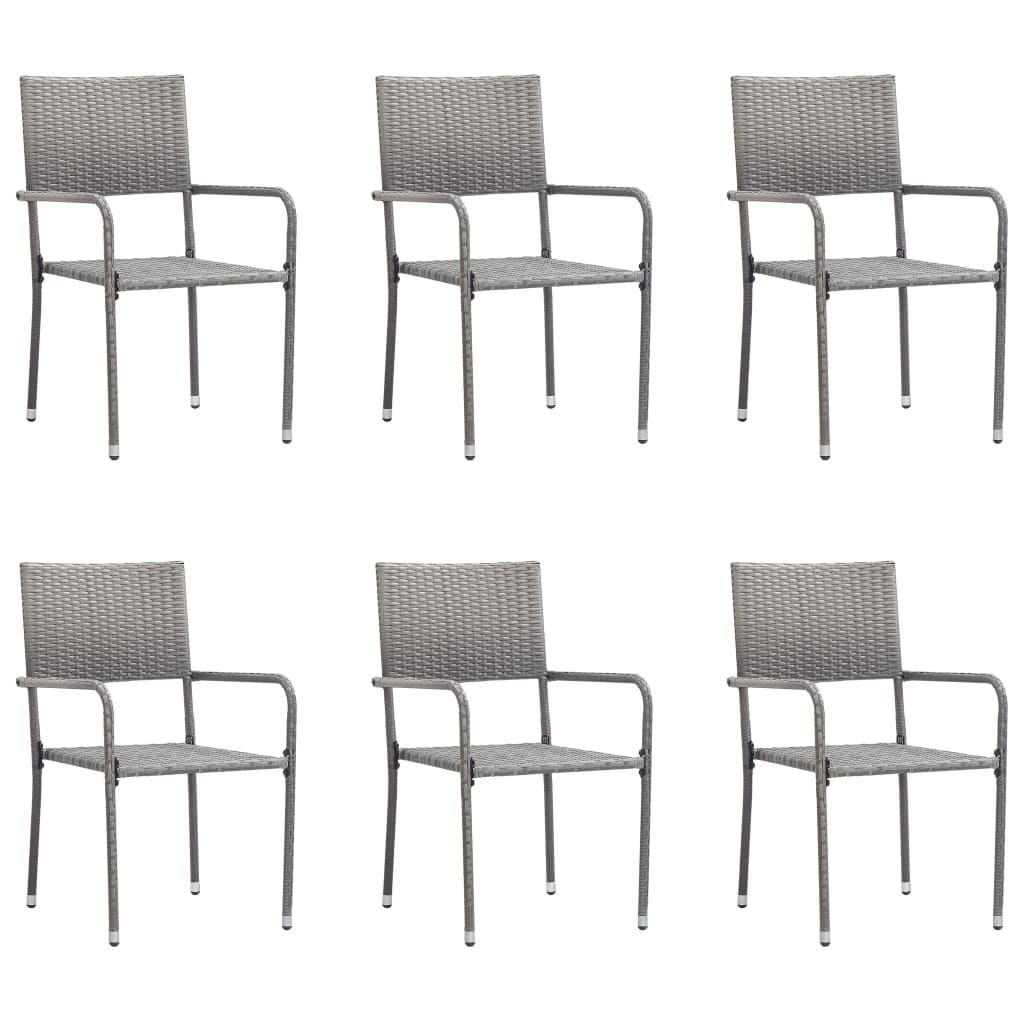 Garden Dining Chairs 2 Pcs Stackable Poly Rattan
