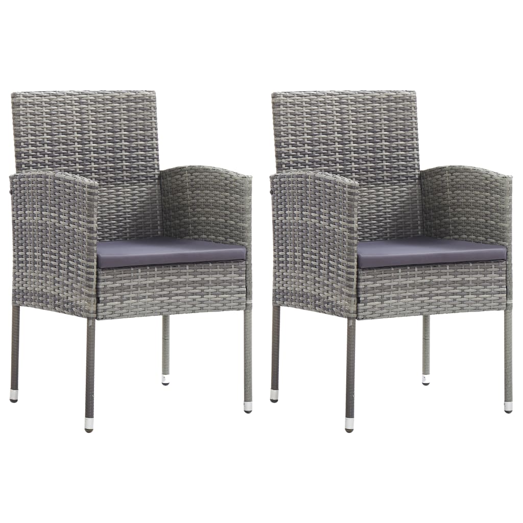 Garden Chairs With Cushions 2 Pcs Grey Poly Rattan