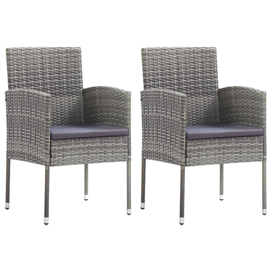 Garden Chairs With Cushions 2 Pcs Grey Poly Rattan