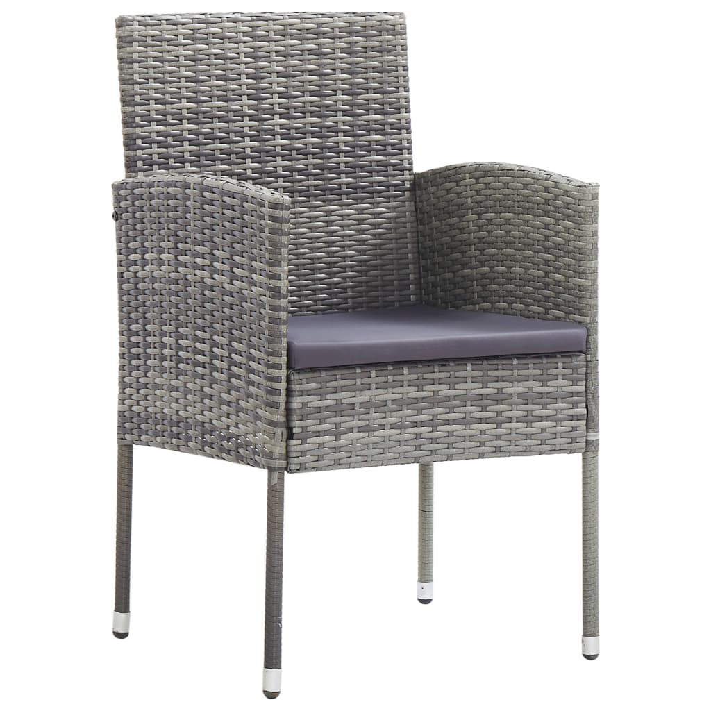 Garden Chairs With Cushions 2 Pcs Grey Poly Rattan