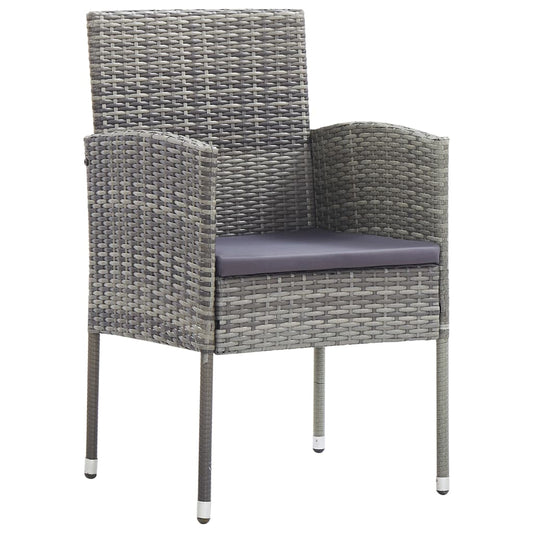 Garden Chairs With Cushions 2 Pcs Grey Poly Rattan