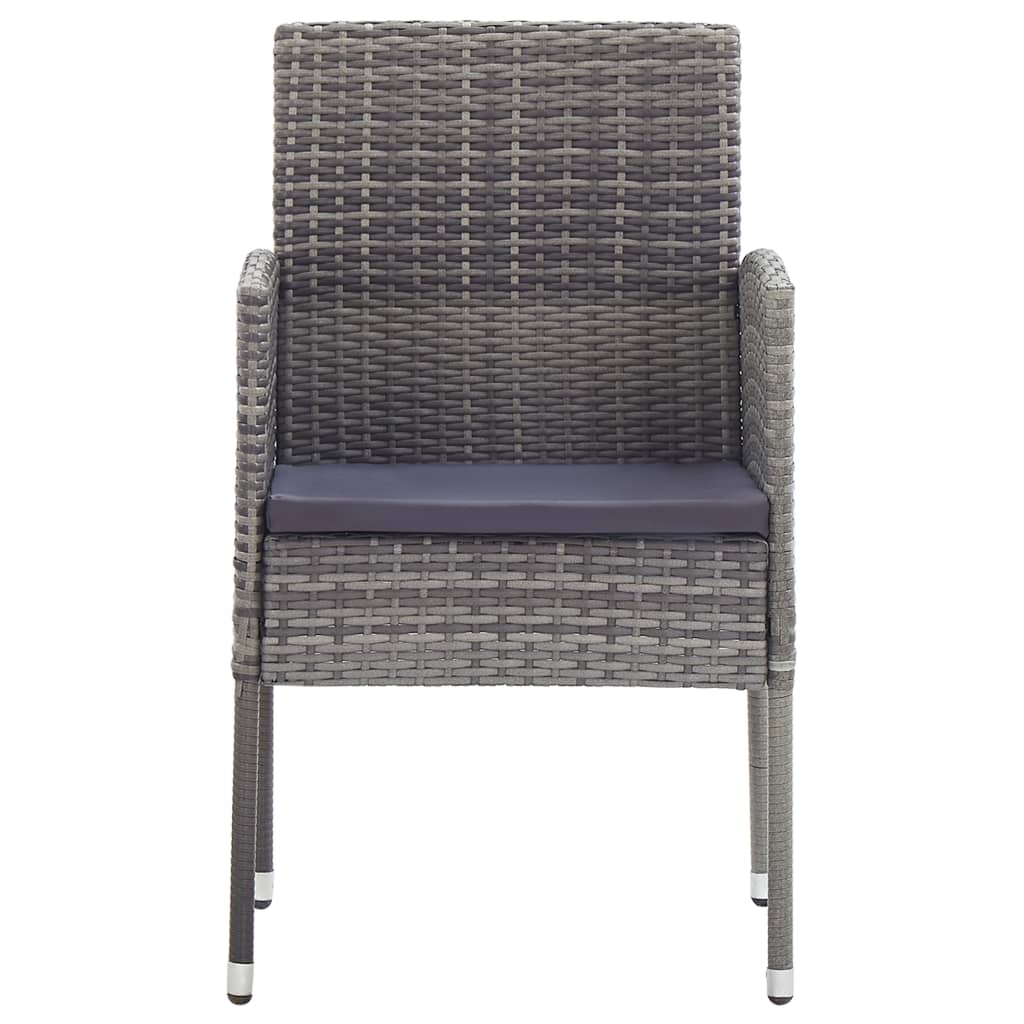 Garden Chairs With Cushions 2 Pcs Grey Poly Rattan
