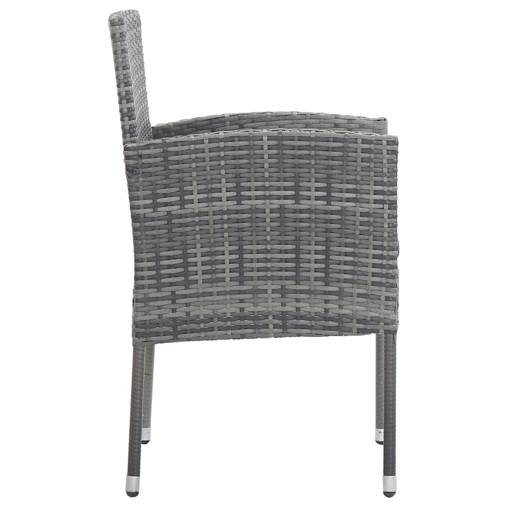 Garden Chairs With Cushions 2 Pcs Grey Poly Rattan