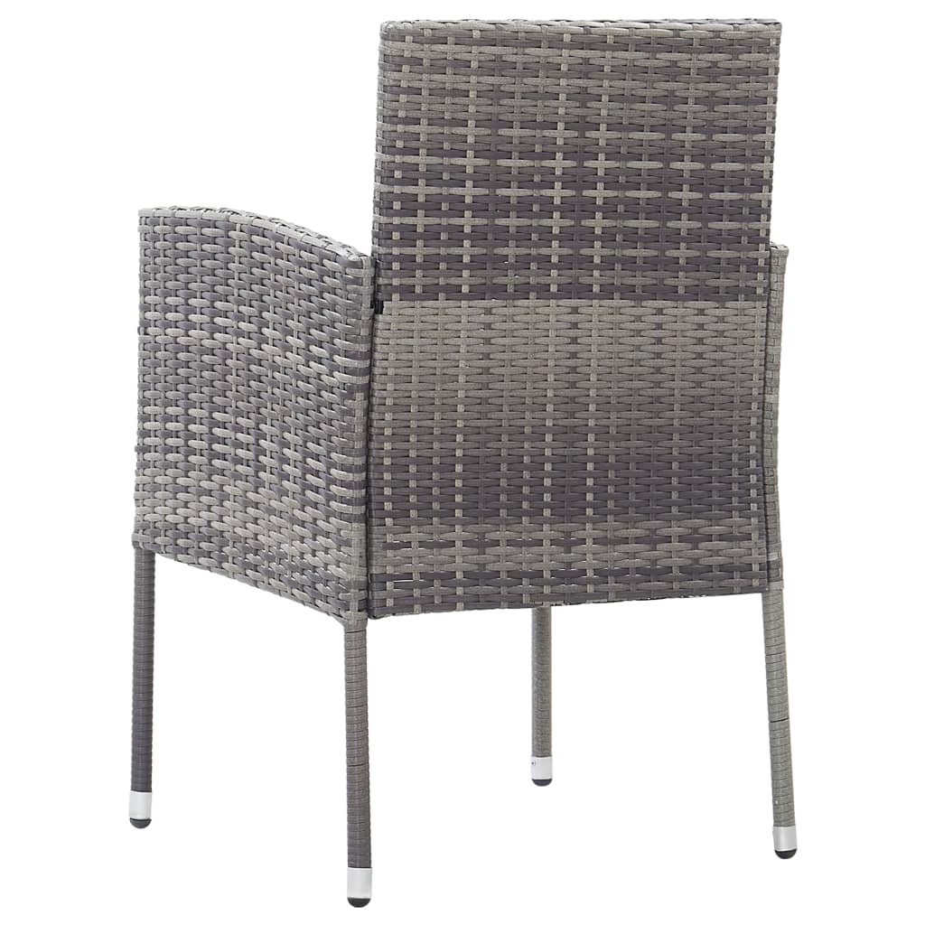 Garden Chairs With Cushions 2 Pcs Grey Poly Rattan