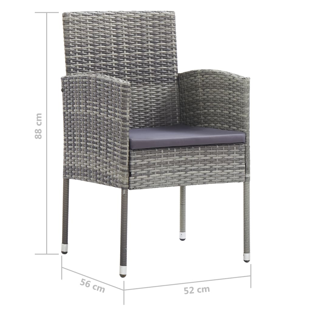 Garden Chairs With Cushions 2 Pcs Grey Poly Rattan