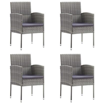 Garden Chairs With Cushions 2 Pcs Grey Poly Rattan