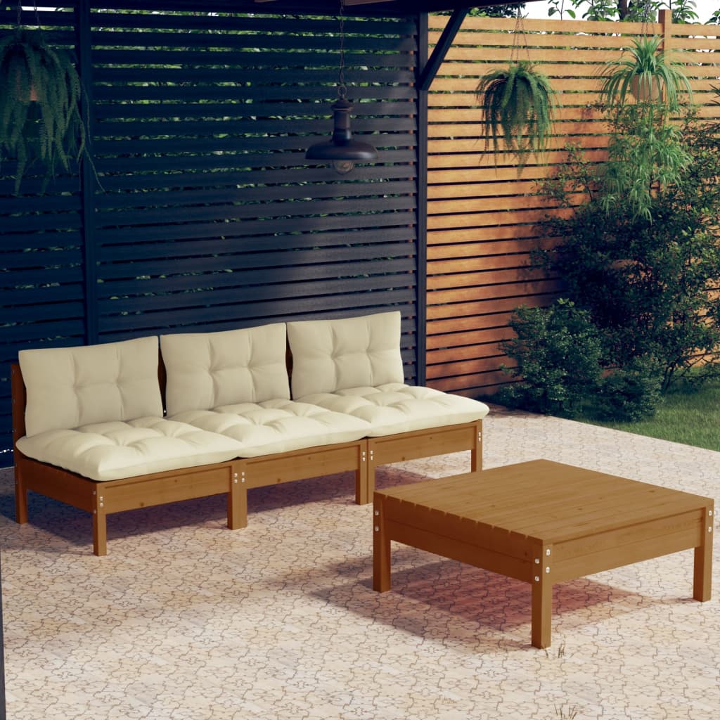 4 Piece Garden Lounge Set With Anthracite Cushions Pinewood