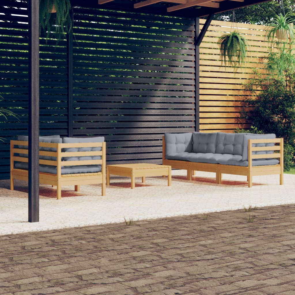 6 Piece Garden Lounge Set With Anthracite Cushions Pinewood