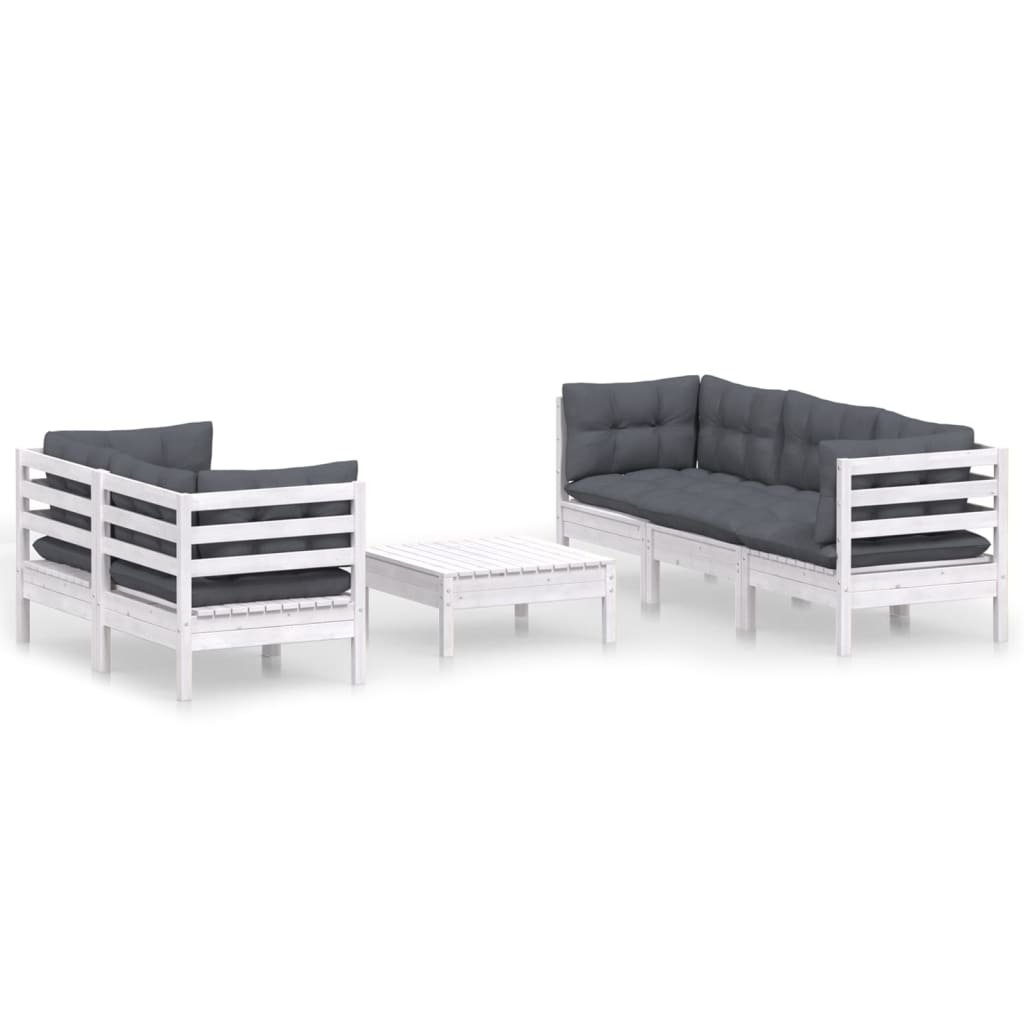 6 Piece Garden Lounge Set With Anthracite Cushions Pinewood