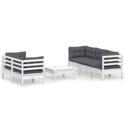 6 Piece Garden Lounge Set With Anthracite Cushions Pinewood
