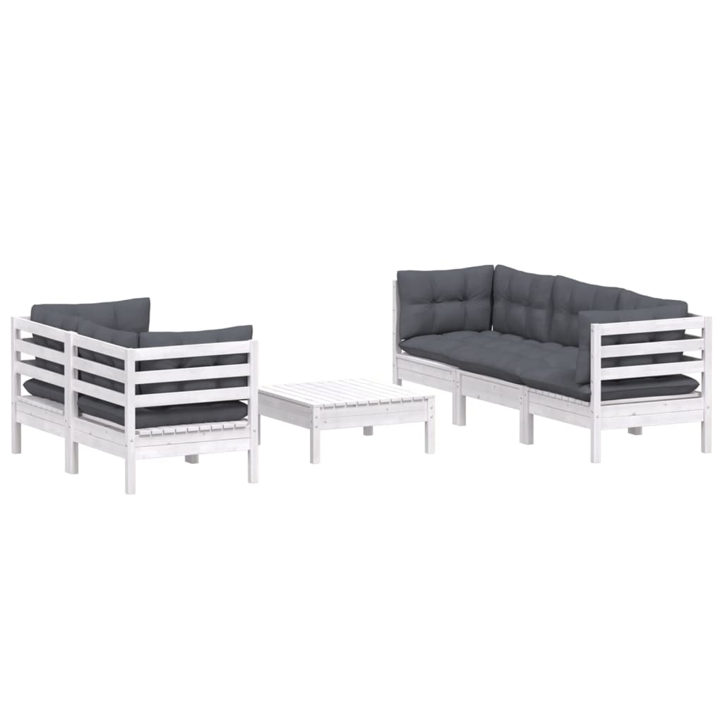 6 Piece Garden Lounge Set With Anthracite Cushions Pinewood