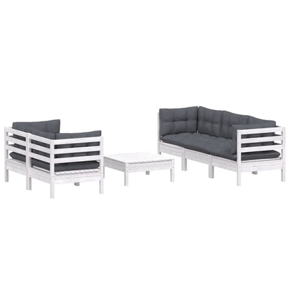 6 Piece Garden Lounge Set With Anthracite Cushions Pinewood