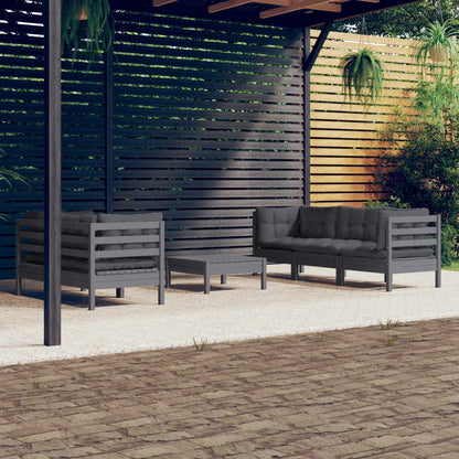 6 Piece Garden Lounge Set With Anthracite Cushions Pinewood