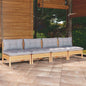 4-Seater Garden Sofa With Cream Cushions Solid Pinewood