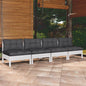 4-Seater Garden Sofa With Cream Cushions Solid Pinewood