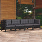 4 Piece Garden Lounge Set With Grey Cushions Solid Pinewood