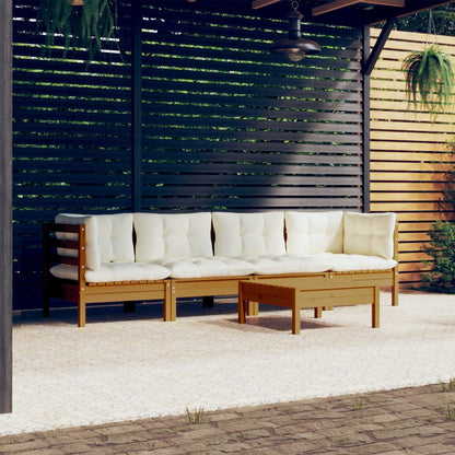 5 Piece Garden Lounge Set With Cushions Solid Pinewood