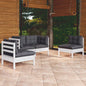 4 Piece Garden Lounge Set With Grey Cushions Solid Pinewood