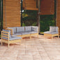 5 Piece Garden Lounge Set With Grey Cushions Solid Pinewood
