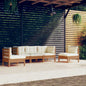 5 Piece Garden Lounge Set With Grey Cushions Solid Pinewood