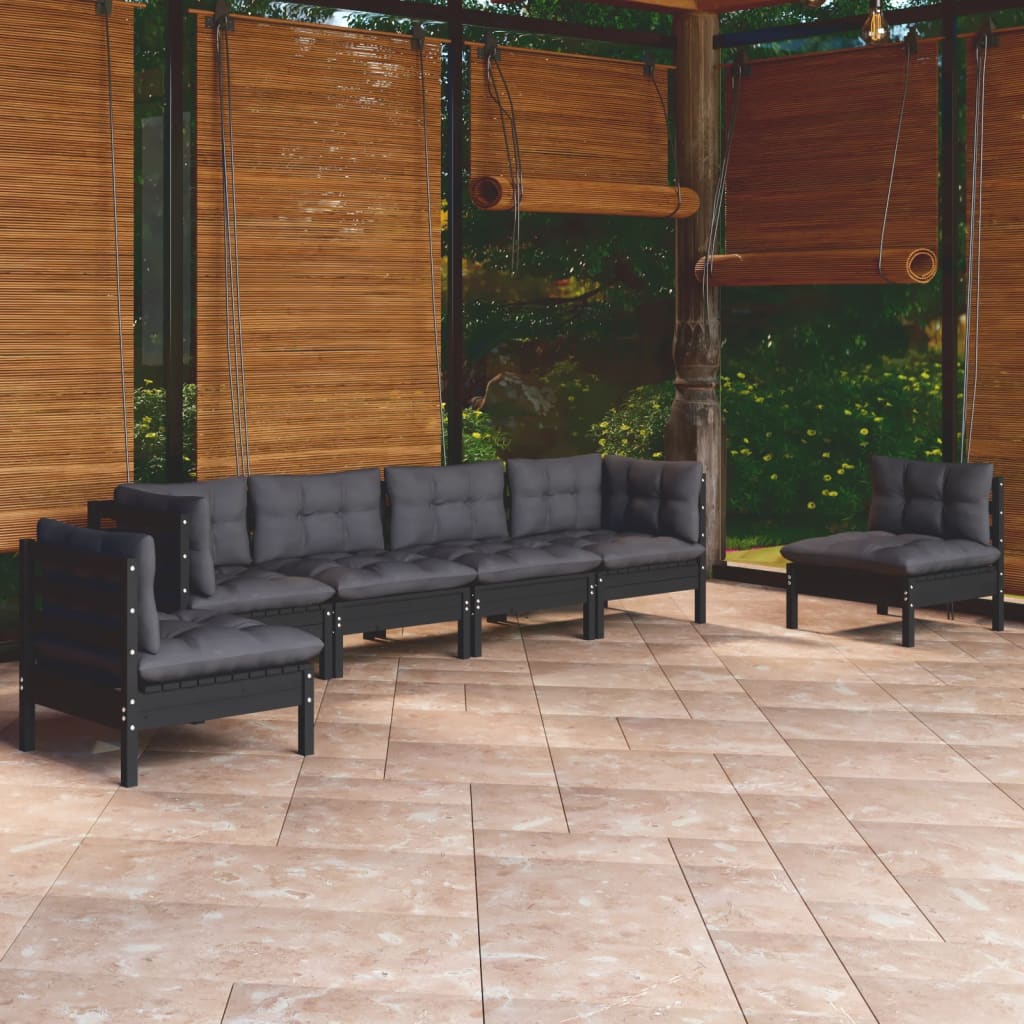6 Piece Garden Lounge Set With Cream Cushions Solid Pinewood