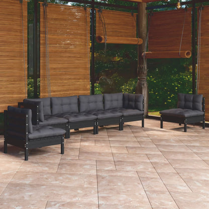 6 Piece Garden Lounge Set With Cream Cushions Solid Pinewood