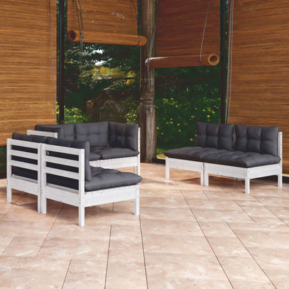6 Piece Garden Lounge Set With Cream Cushions Solid Pinewood