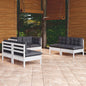6 Piece Garden Lounge Set With Cream Cushions Solid Pinewood