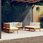 6 Piece Garden Lounge Set With Cream Cushions Solid Pinewood