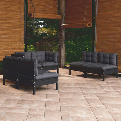6 Piece Garden Lounge Set With Cream Cushions Solid Pinewood