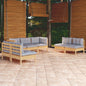 7 Piece Garden Lounge Set With Cream Cushions Solid Pinewood