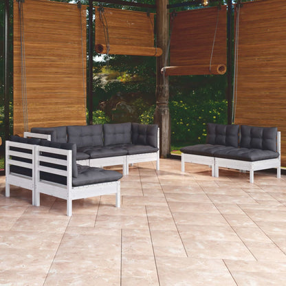 7 Piece Garden Lounge Set With Cream Cushions Solid Pinewood