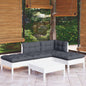 5 Piece Garden Lounge Set With Grey Cushions Pinewood