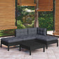 5 Piece Garden Lounge Set With Grey Cushions Pinewood