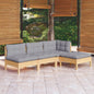 4 Piece Garden Lounge Set With Cream Cushions Pinewood