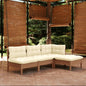 4 Piece Garden Lounge Set With Cream Cushions Pinewood