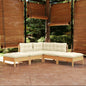 5 Piece Garden Lounge Set With Grey Cushions Pinewood