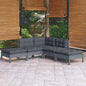 5 Piece Garden Lounge Set With Grey Cushions Pinewood