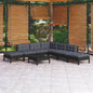 8 Piece Garden Lounge Set With Grey Cushions Pinewood