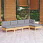 5 Piece Garden Lounge Set With Cushions Pinewood